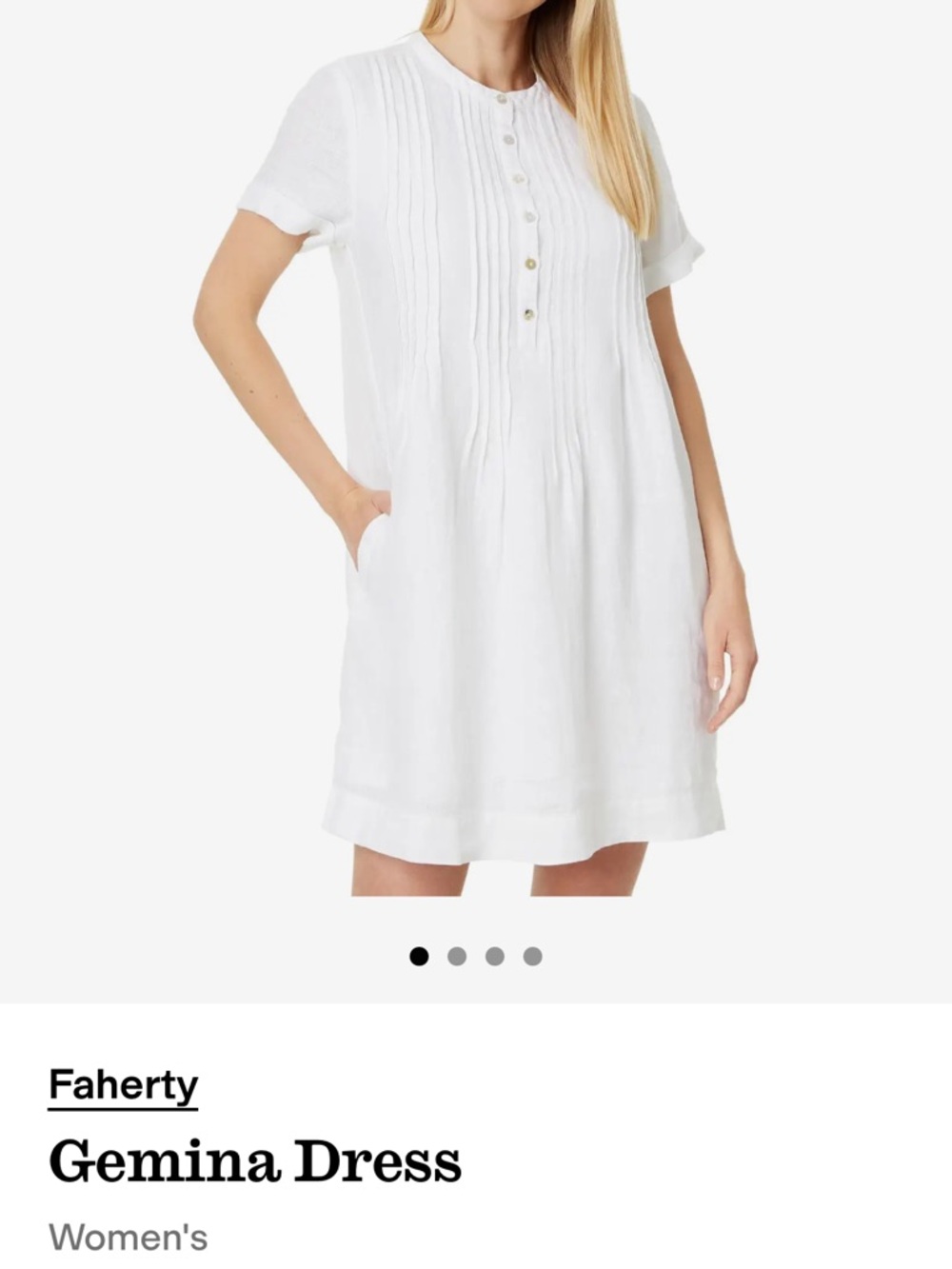 Faherty White Pintuck Linen Mini Dress